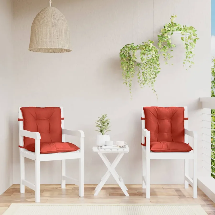 Coussins de chaise à dossier bas lot de 2 rouge mélangé tissu - 3