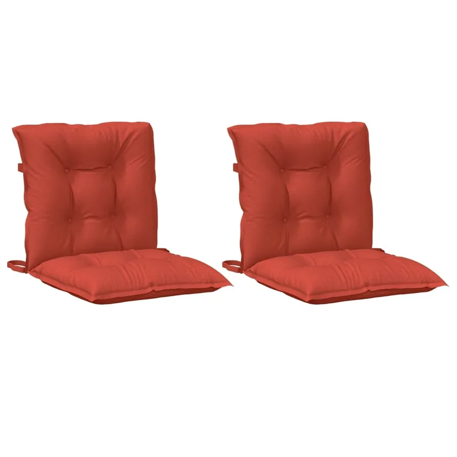Coussins de chaise à dossier bas lot de 2 rouge mélangé tissu - 4