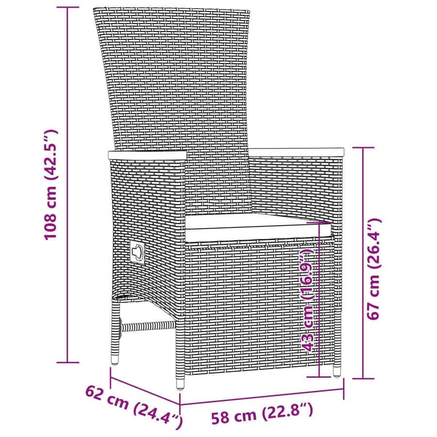 Ensemble à manger de jardin 11pcs avec coussins gris poly rotin - 10
