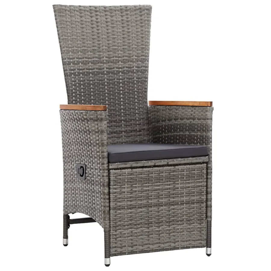 Ensemble à manger de jardin 11pcs avec coussins gris poly rotin - 4