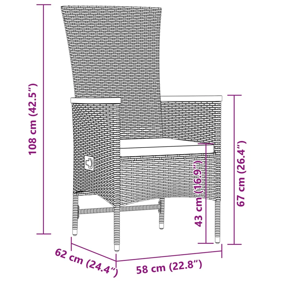 Ensemble à manger de jardin 11pcs avec coussins gris poly rotin - 9