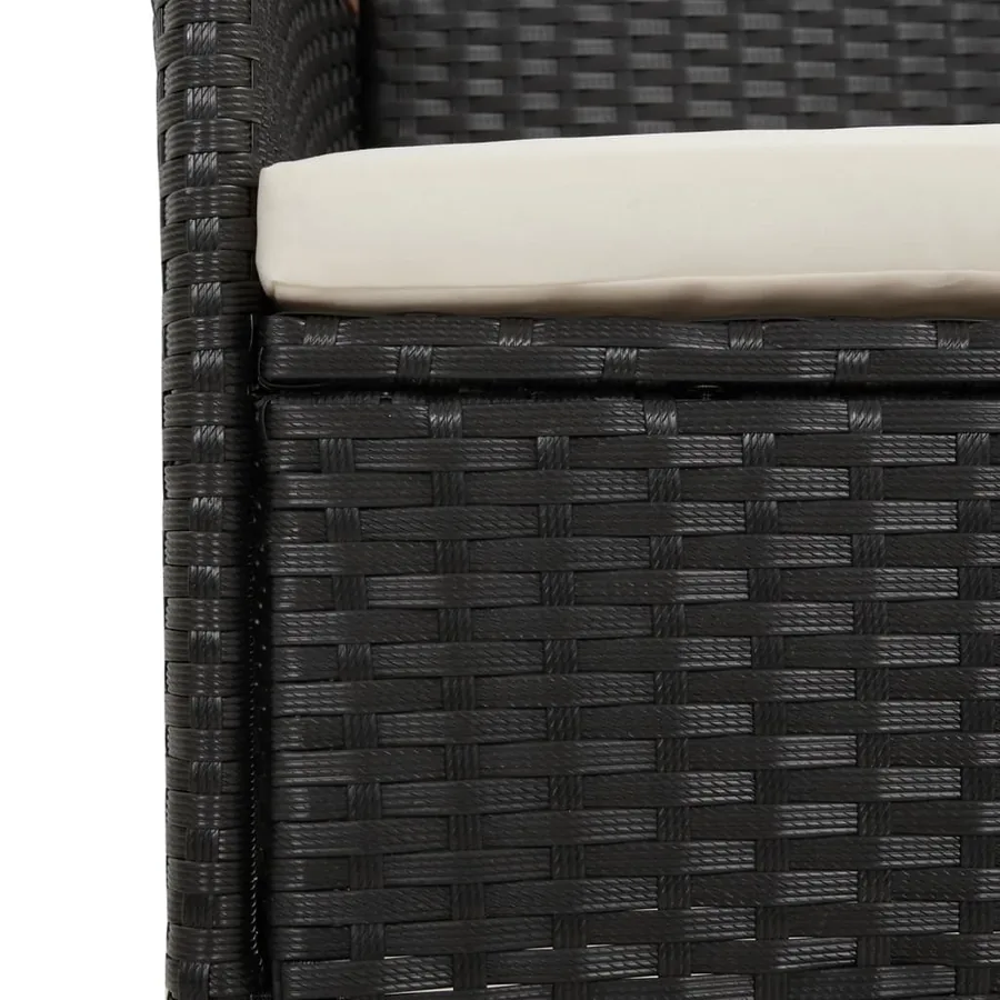 Ensemble à manger de jardin 9pcs coussins noir résine tressée - 6