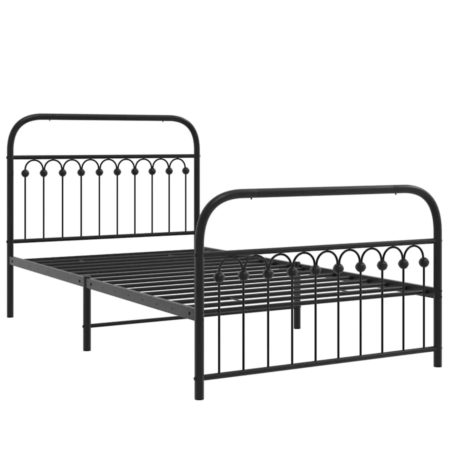 Cadre de lit métal sans matelas avec pied de lit noir 107x203cm - 3