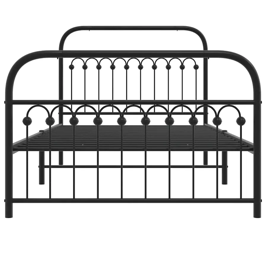 Cadre de lit métal sans matelas avec pied de lit noir 107x203cm - 4