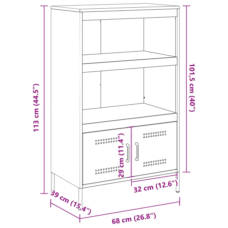 Buffet haut jaune moutarde 68x39x113 cm acier - 13