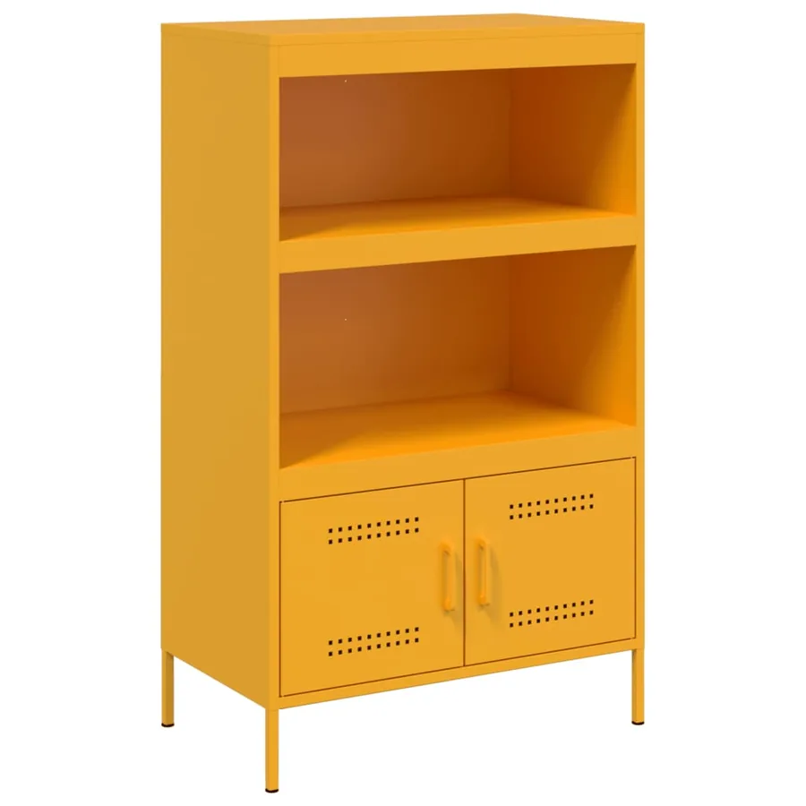 Buffet haut jaune moutarde 68x39x113 cm acier - 2