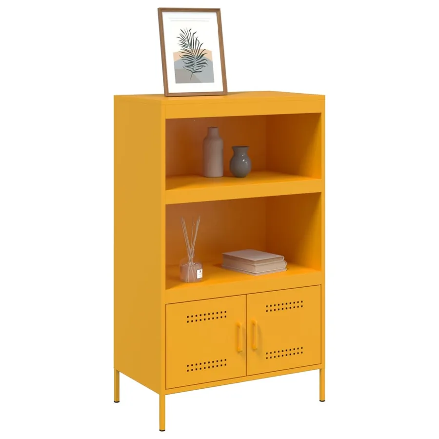 Buffet haut jaune moutarde 68x39x113 cm acier - 4