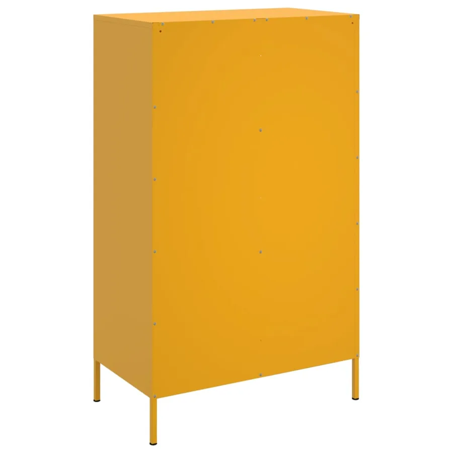 Buffet haut jaune moutarde 68x39x113 cm acier - 8