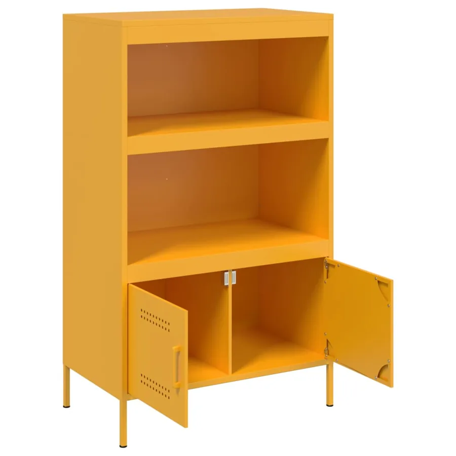 Buffet haut jaune moutarde 68x39x113 cm acier - 9
