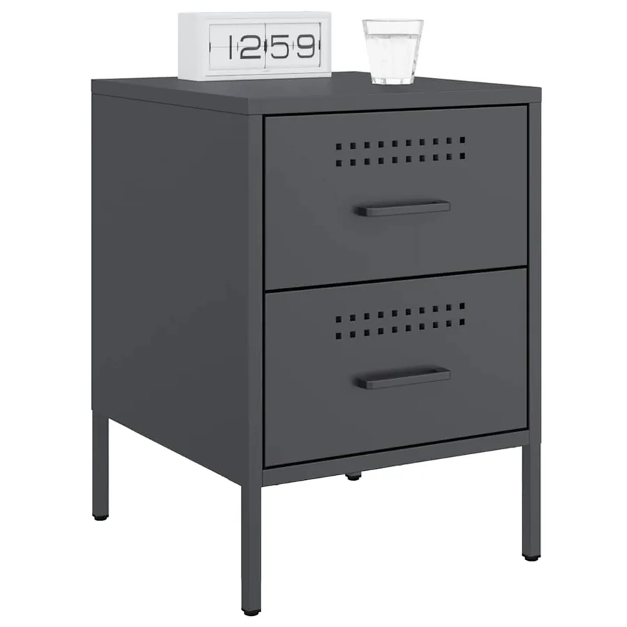 Tables de chevet 2 pcs anthracite 36x39x50,5 cm acier - 3