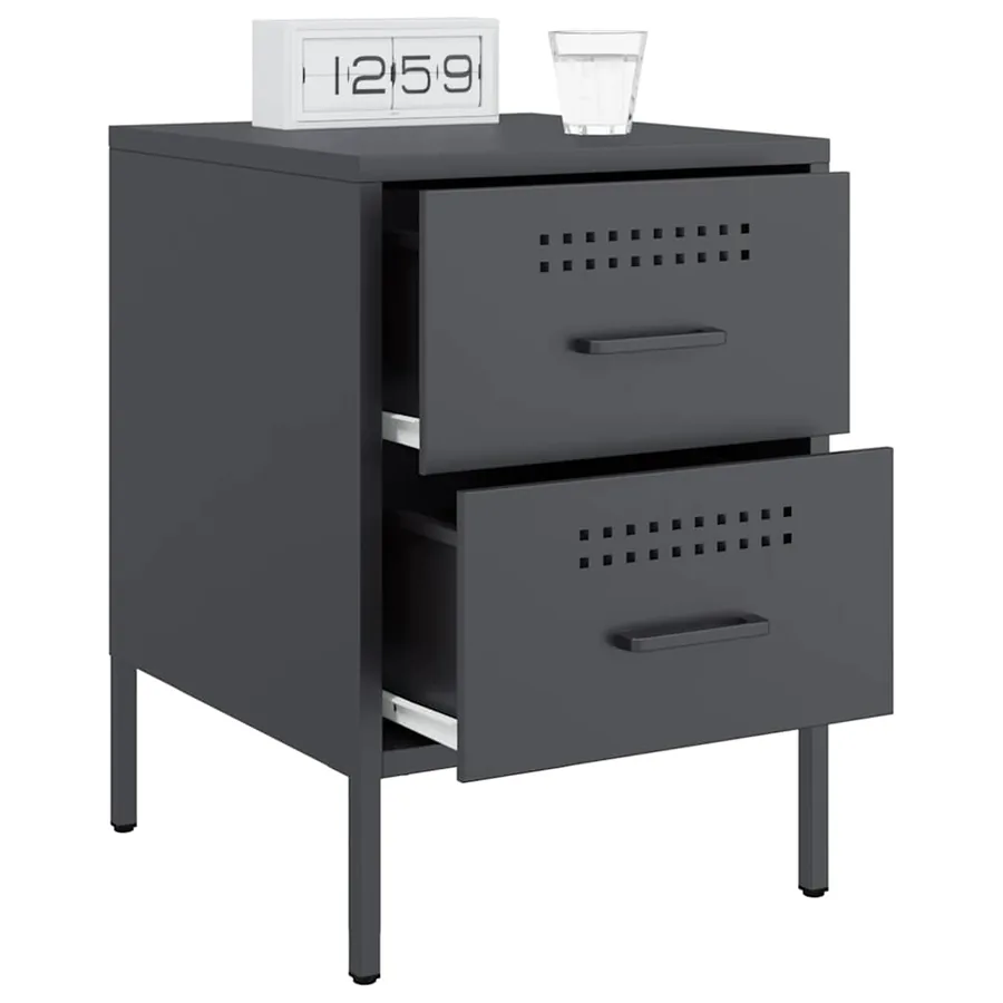 Tables de chevet 2 pcs anthracite 36x39x50,5 cm acier - 4