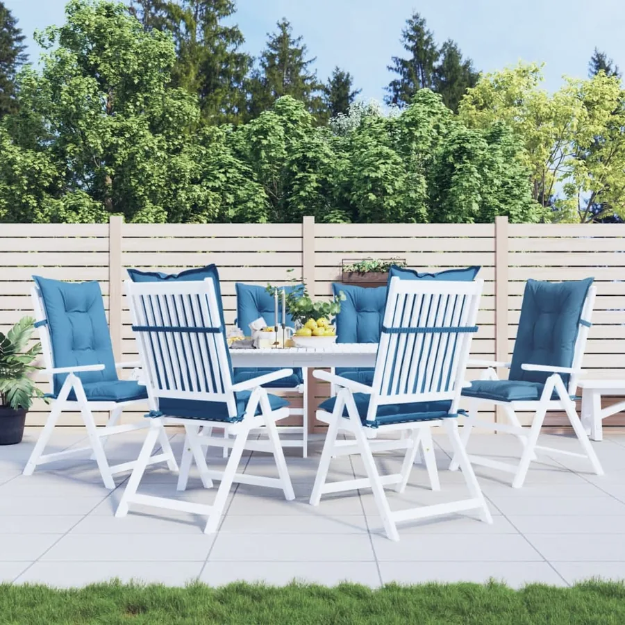 Coussins de chaise à dossier haut lot de 6 bleu mélangé tissu - 3
