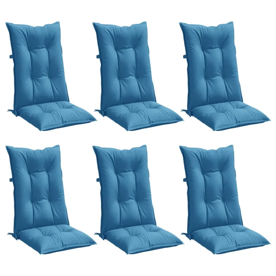 Coussins de chaise à dossier haut lot de 6 bleu mélangé tissu - 4