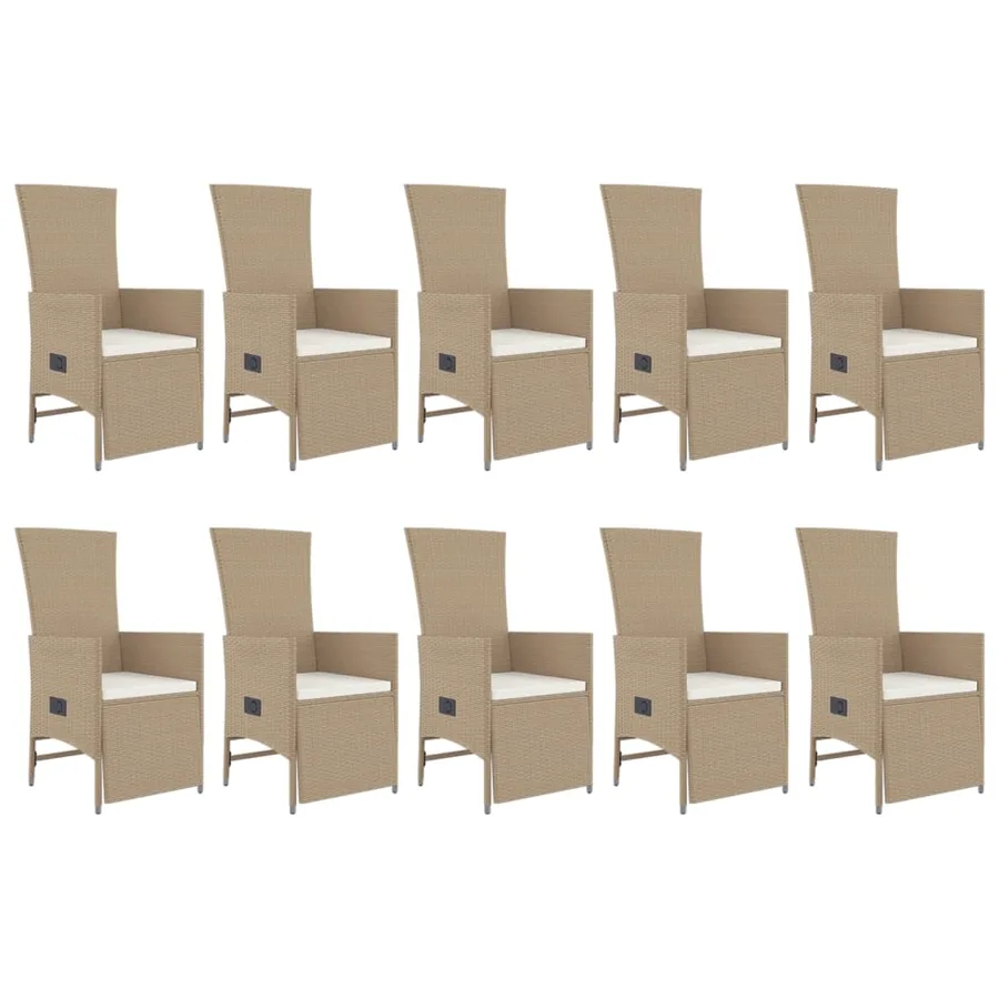 Ensemble à manger de jardin et coussins 11 pcs beige poly rotin - 4