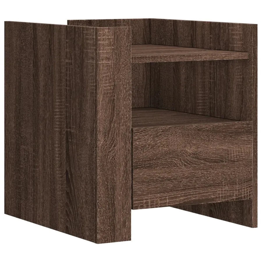 Table de chevet chêne marron 45x50x50 cm bois d’ingénierie - 2