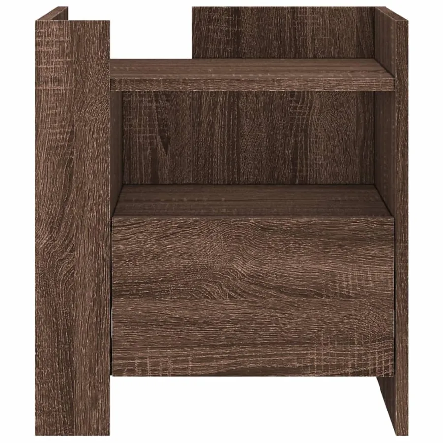 Table de chevet chêne marron 45x50x50 cm bois d’ingénierie - 4