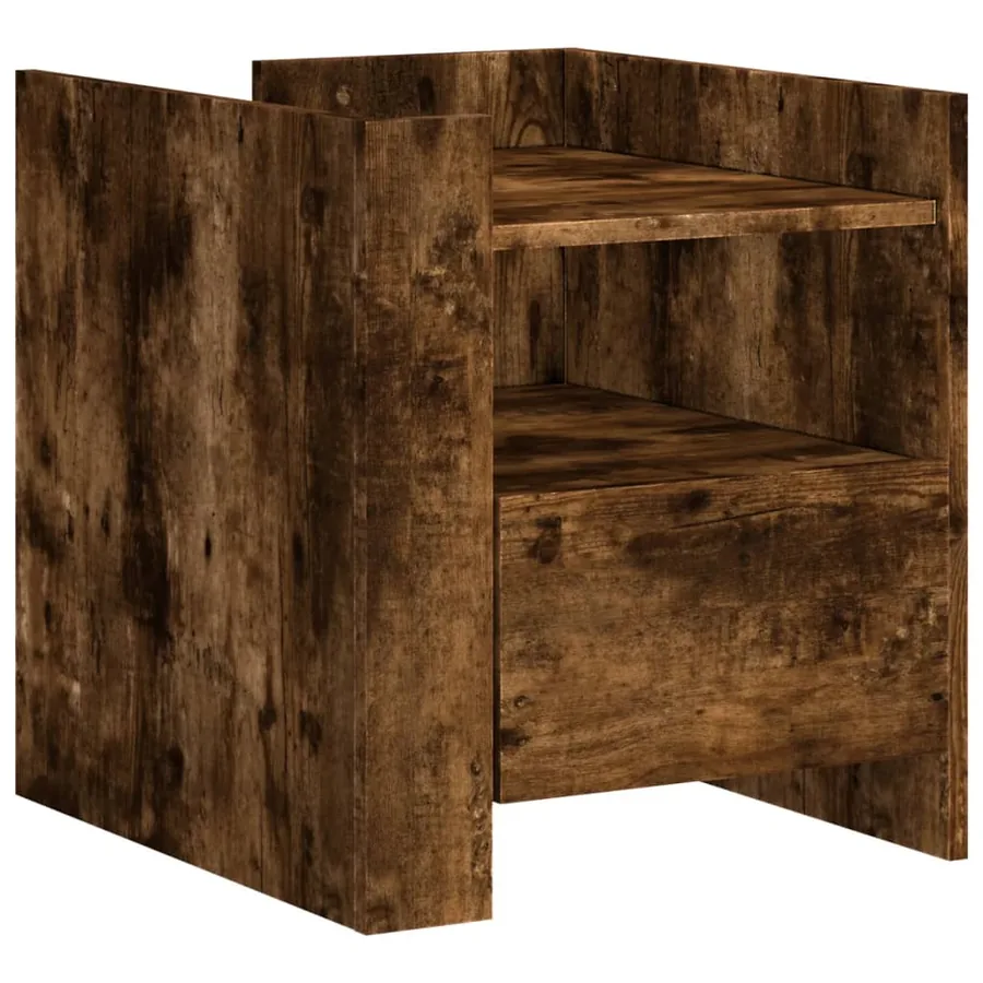 Table de chevet chêne fumé 45x50x50 cm bois d'ingénierie - 2