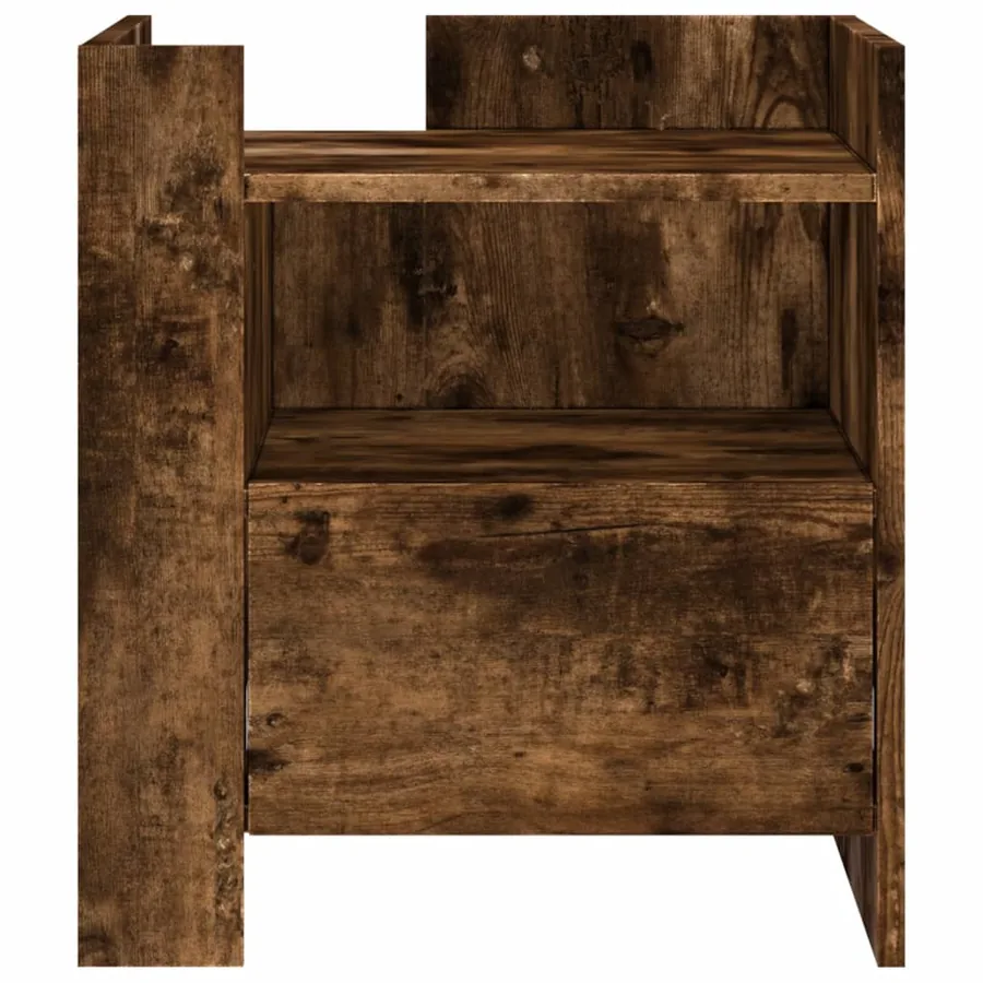 Table de chevet chêne fumé 45x50x50 cm bois d'ingénierie - 4