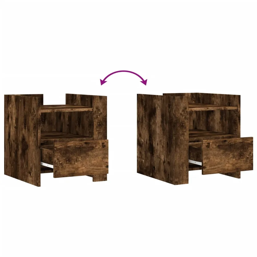 Table de chevet chêne fumé 45x50x50 cm bois d'ingénierie - 8