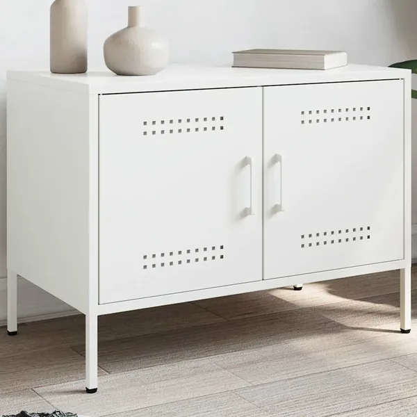 Meuble TV blanc 68x39x50,5 cm acier