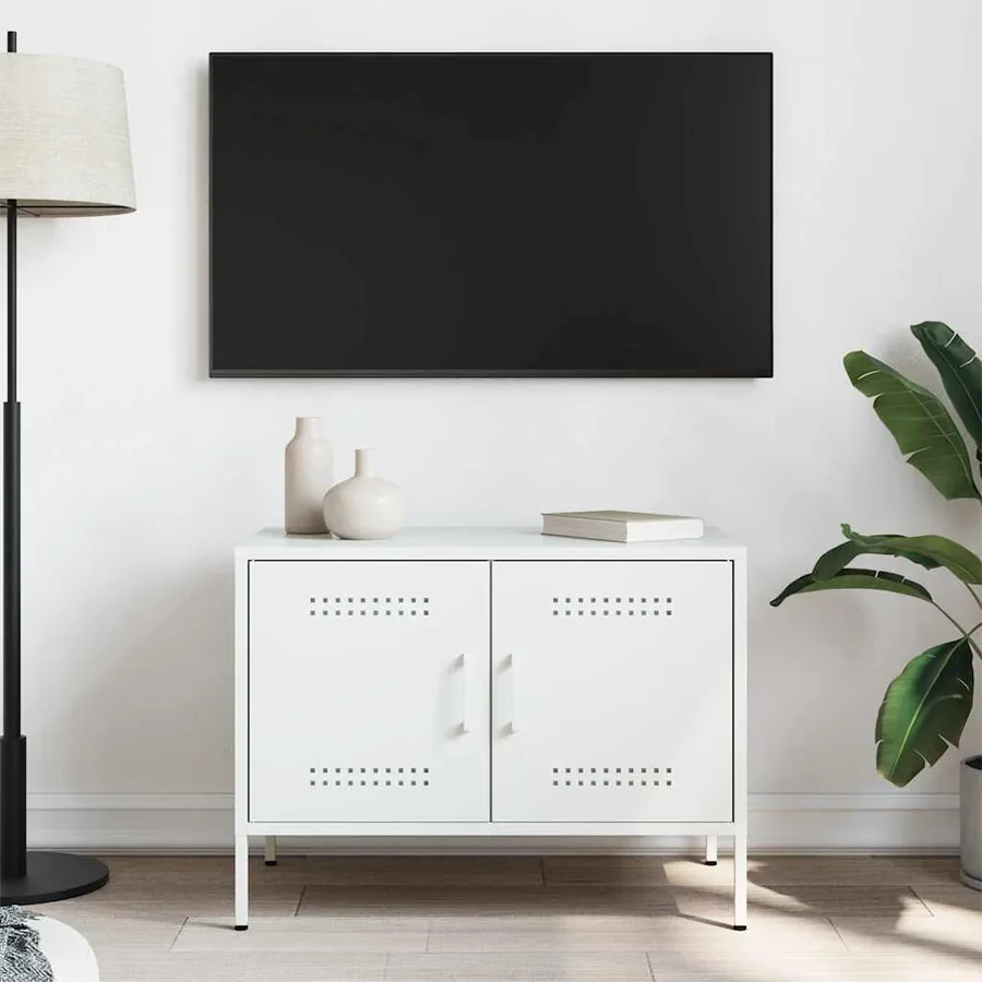Meuble TV blanc 68x39x50,5 cm acier - 3