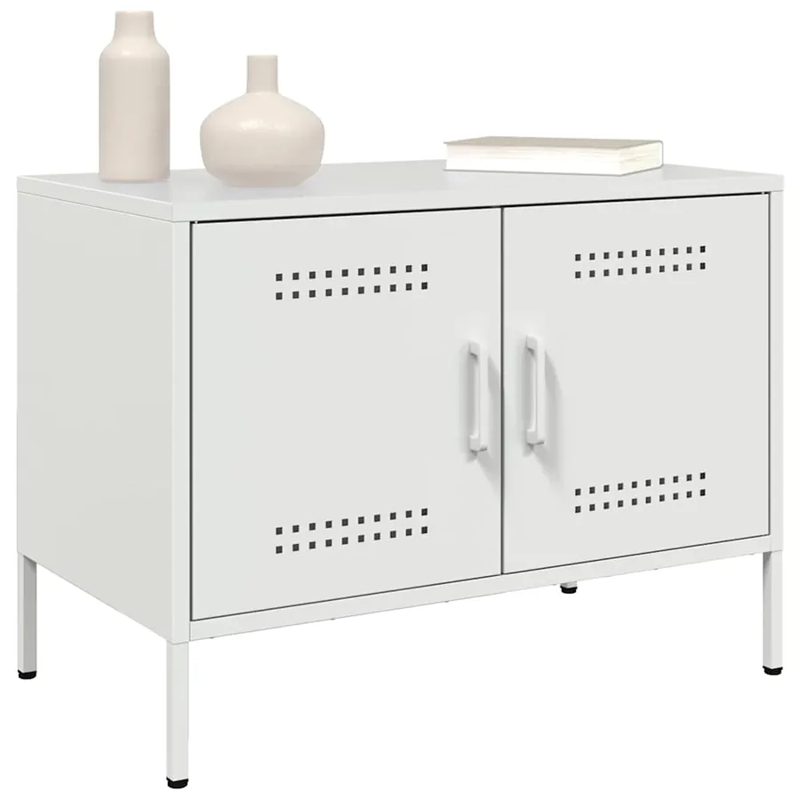 Meuble TV blanc 68x39x50,5 cm acier - 4
