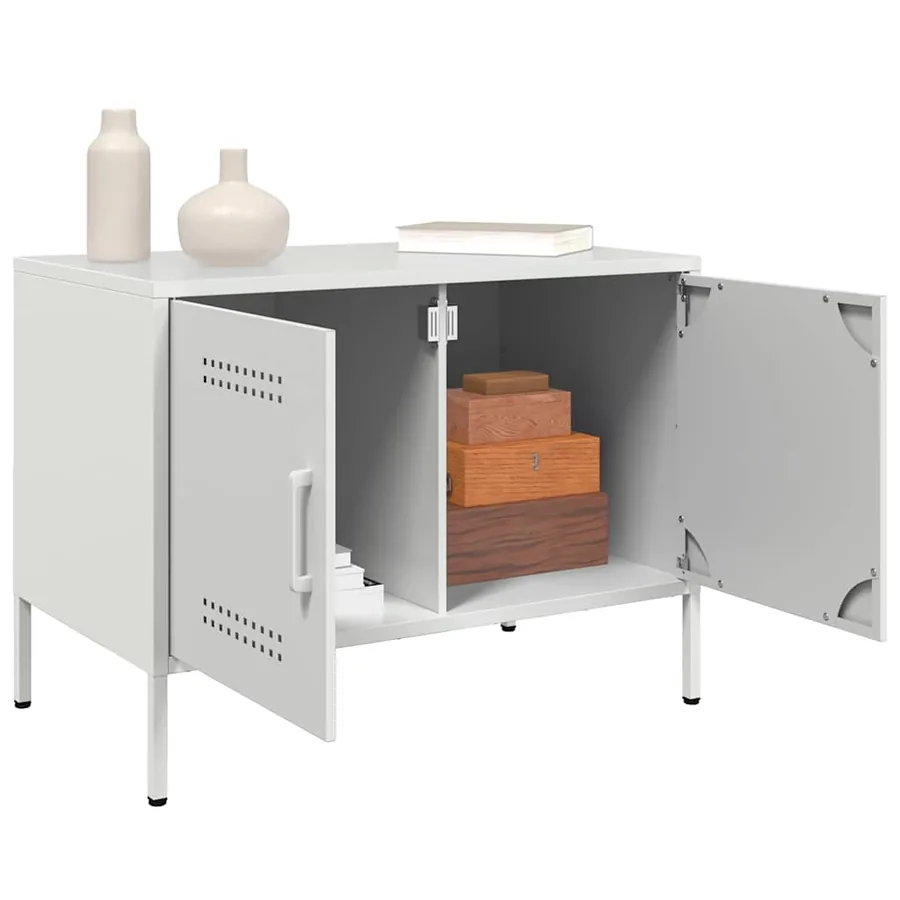 Meuble TV blanc 68x39x50,5 cm acier - 5