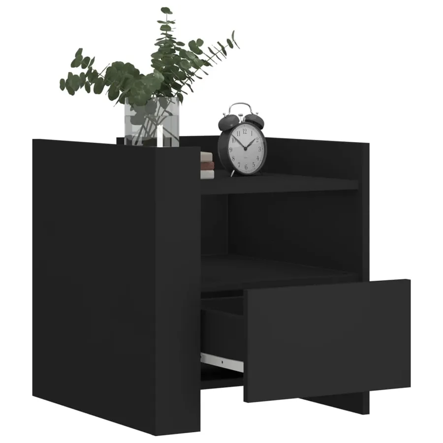 Table de chevet noir 45x50x50 cm bois d’ingénierie - 3