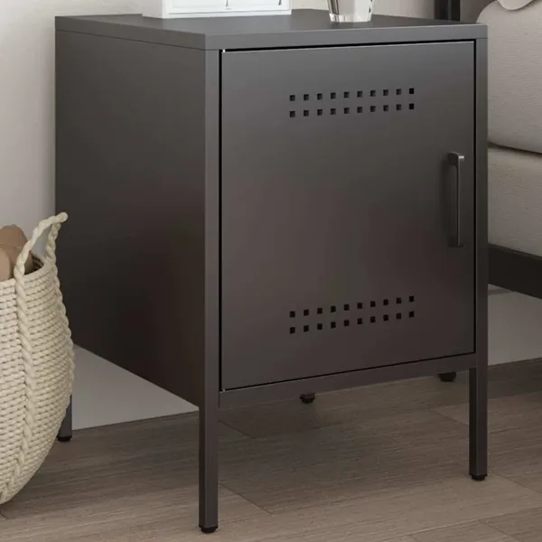 Table de chevet noir 36x39x50,5 cm acier