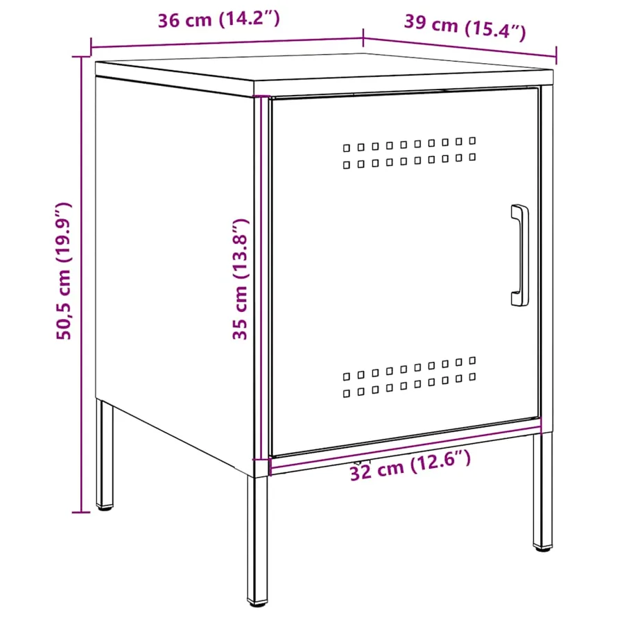 Table de chevet noir 36x39x50,5 cm acier - 14
