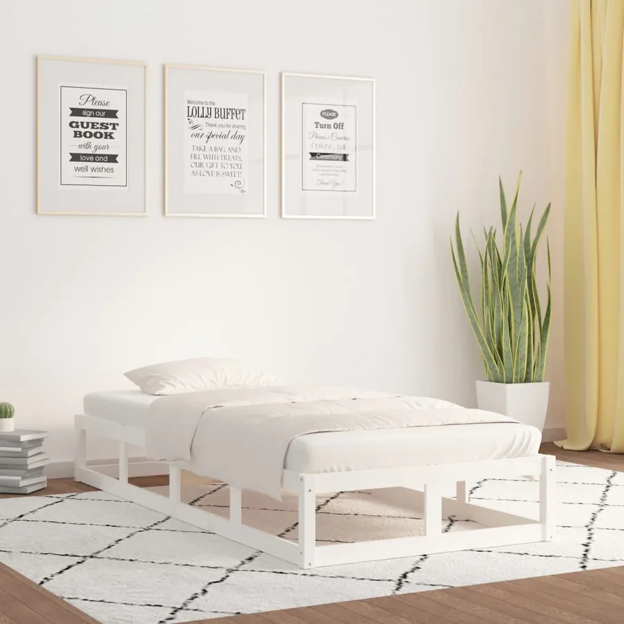 Cadre de lit sans matelas blanc 100x200 cm bois massif