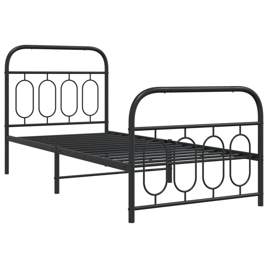 Cadre de lit métal sans matelas avec pied de lit noir 90x200 cm - 3