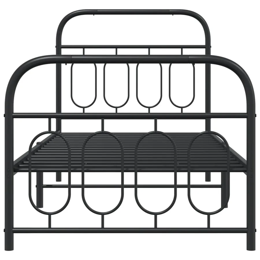 Cadre de lit métal sans matelas avec pied de lit noir 90x200 cm - 4