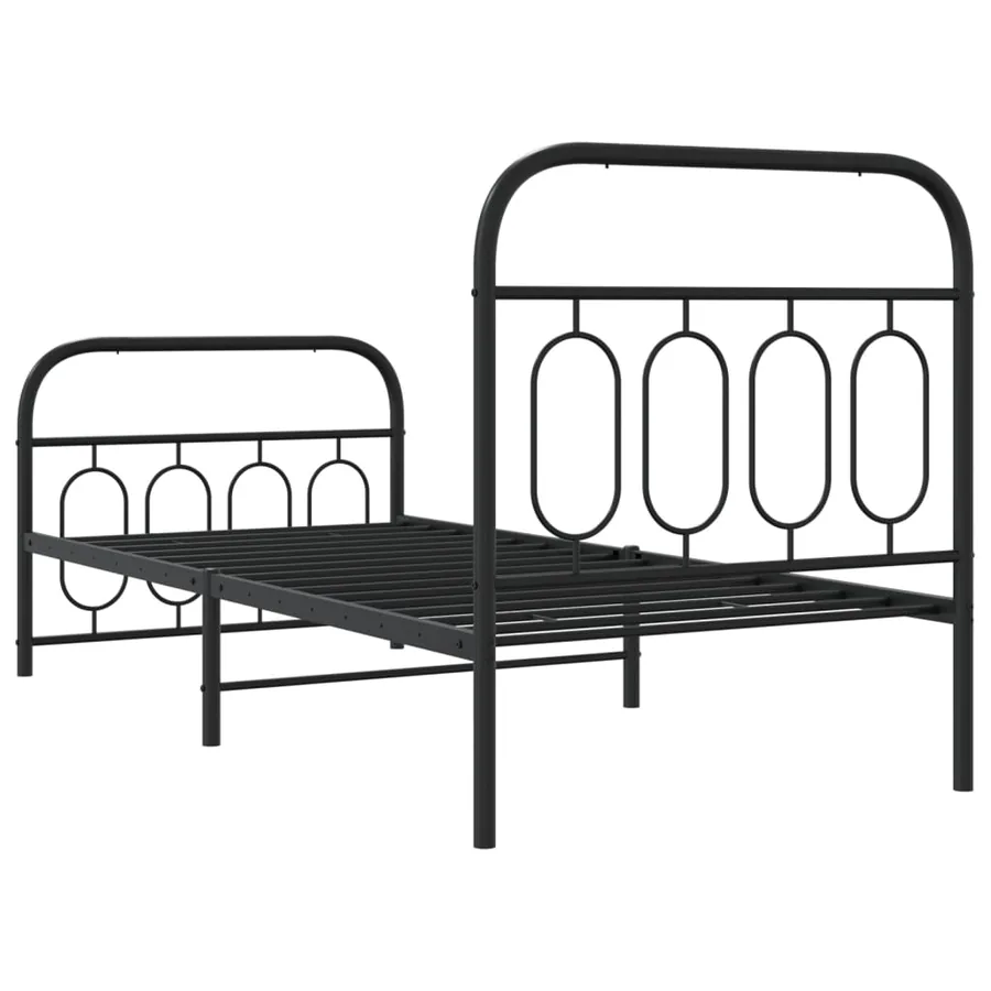 Cadre de lit métal sans matelas avec pied de lit noir 90x200 cm - 6