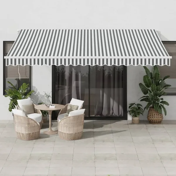 Auvent manuel rétractable avec LED anthracite blanc 450x350 cm