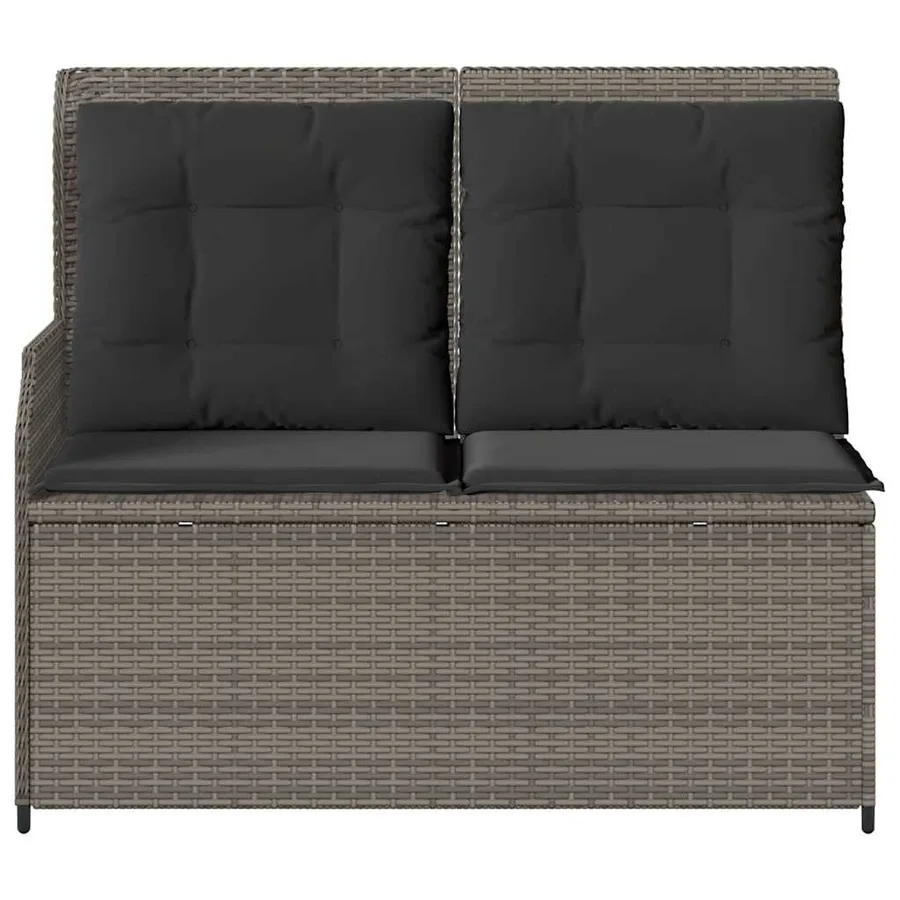 Banc inclinable de jardin avec coussins gris résine tressée - 4