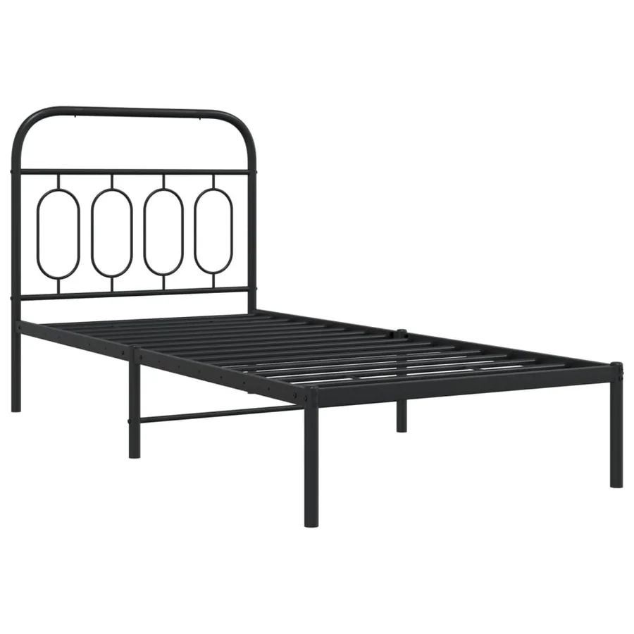 Cadre de lit métal sans matelas avec tête de lit noir 90x190 cm - 3