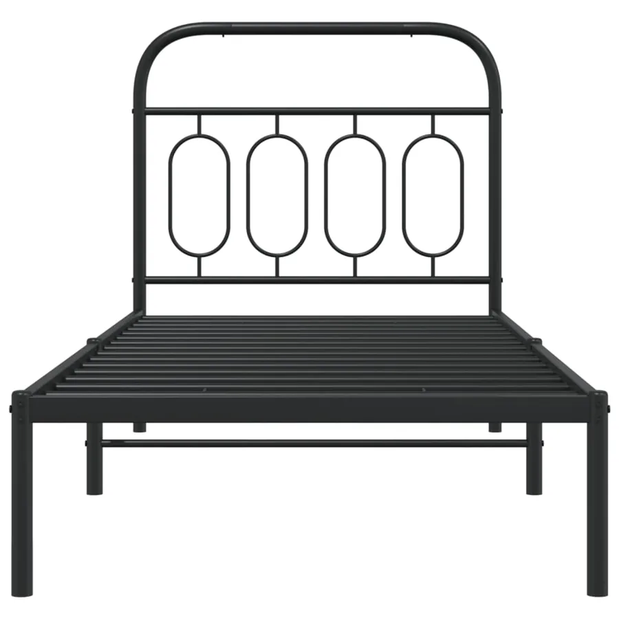Cadre de lit métal sans matelas avec tête de lit noir 90x190 cm - 4