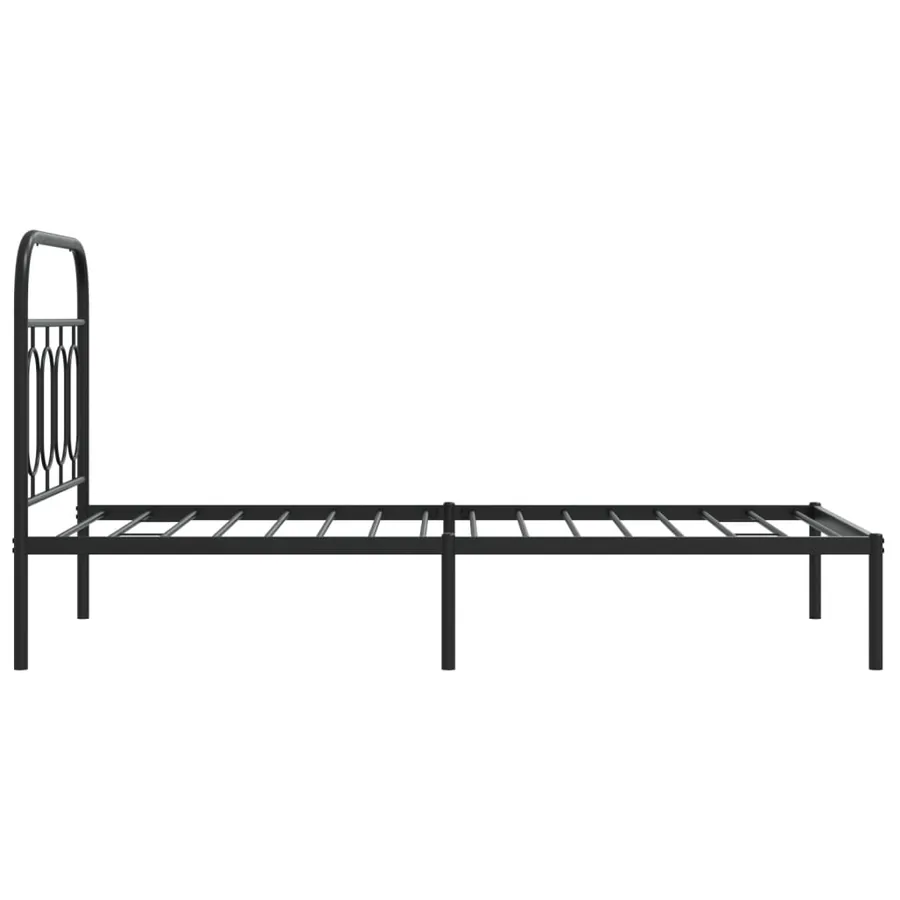 Cadre de lit métal sans matelas avec tête de lit noir 90x190 cm - 5