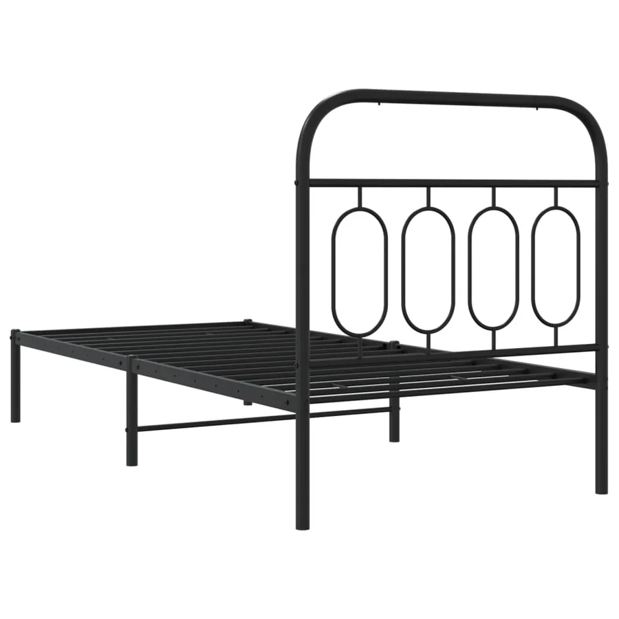 Cadre de lit métal sans matelas avec tête de lit noir 90x190 cm - 6