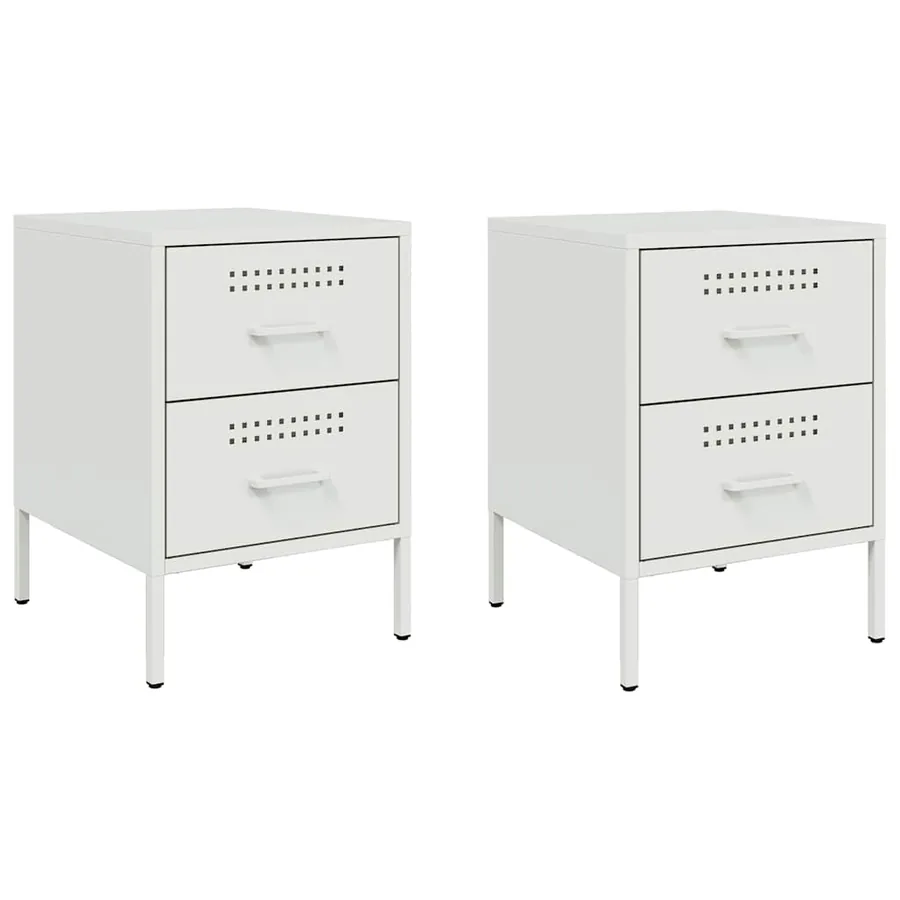 Tables de chevet 2 pcs blanc 36x39x50,5 cm acier - 2