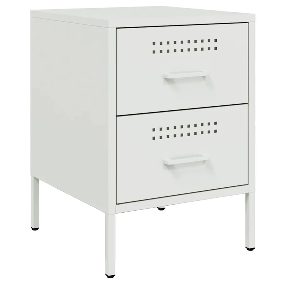 Tables de chevet 2 pcs blanc 36x39x50,5 cm acier - 5