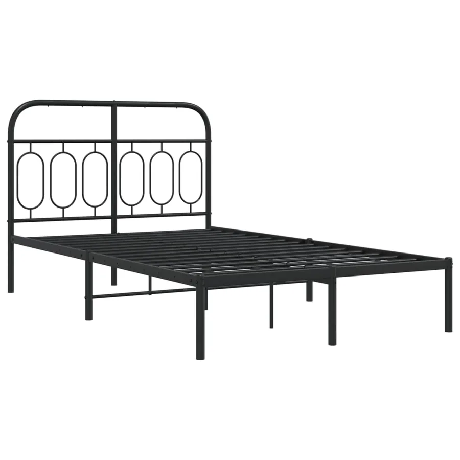 Cadre de lit métal sans matelas avec tête de lit noir 120x190cm - 3