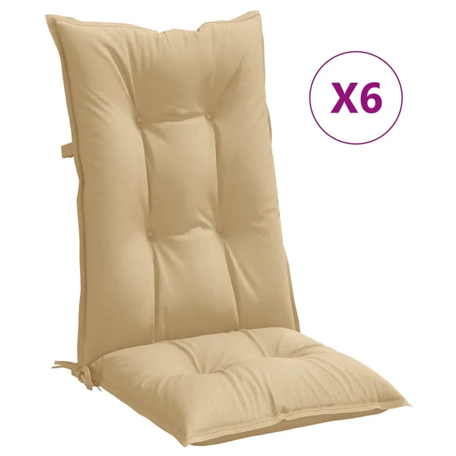 Coussins de chaise à dossier haut lot de 6 beige mélangé tissu - 2