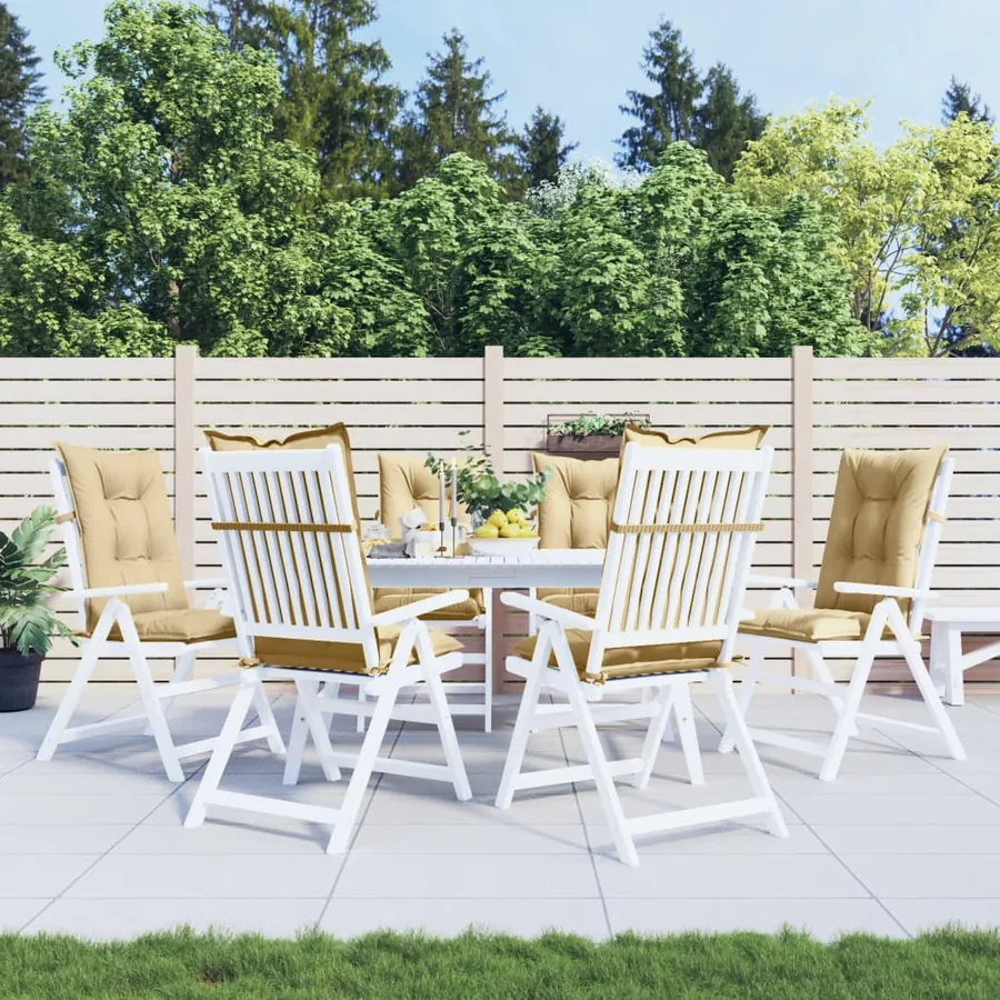 Coussins de chaise à dossier haut lot de 6 beige mélangé tissu - 3