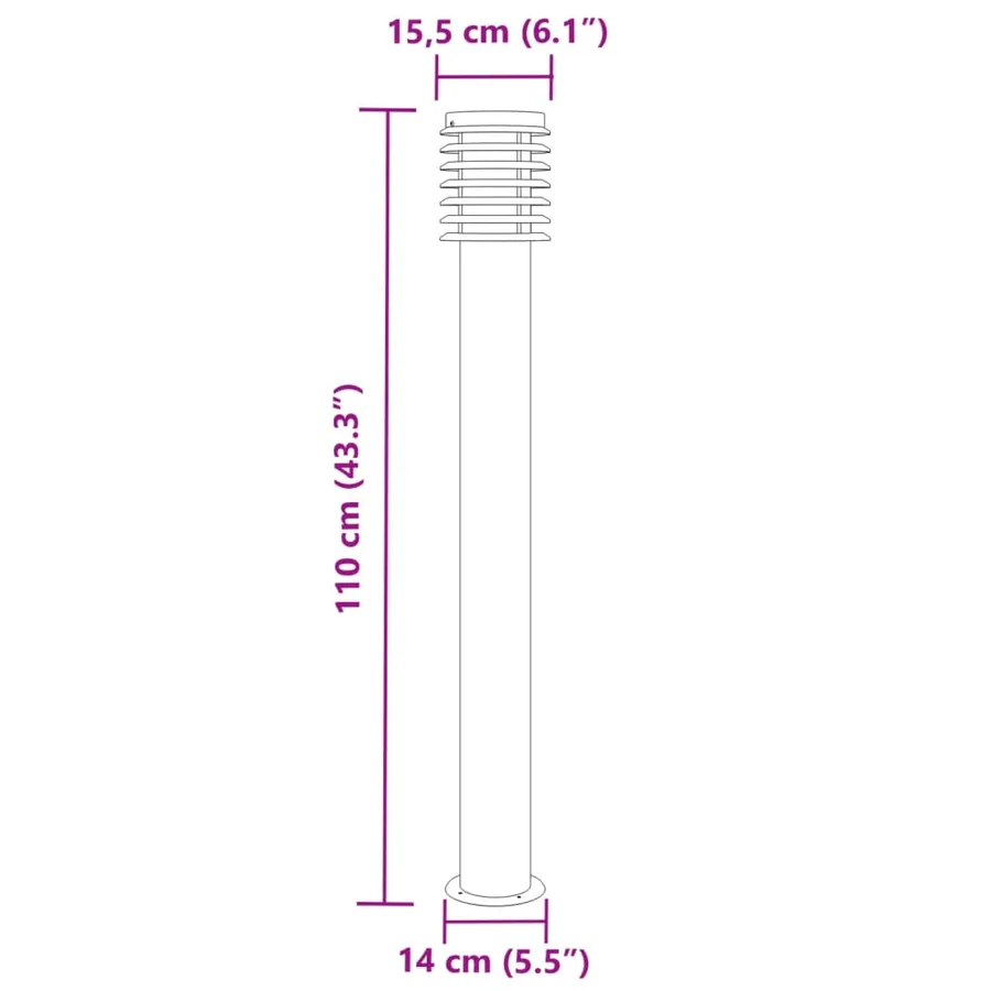 Lampadaire d'extérieur argenté 110 cm acier inoxydable - 7