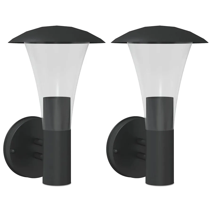Appliques murales d'extérieur 2 pcs noir acier inoxydable - 2