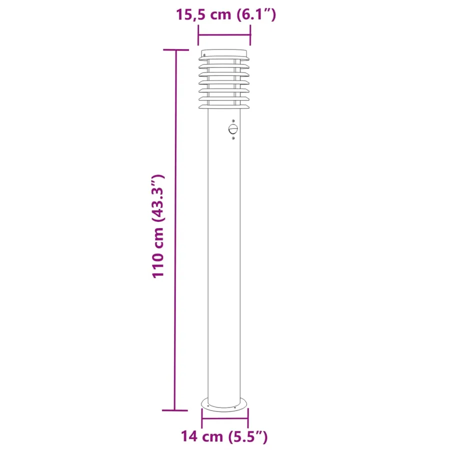 Lampadaire d'extérieur avec capteur argenté acier inoxydable - 7