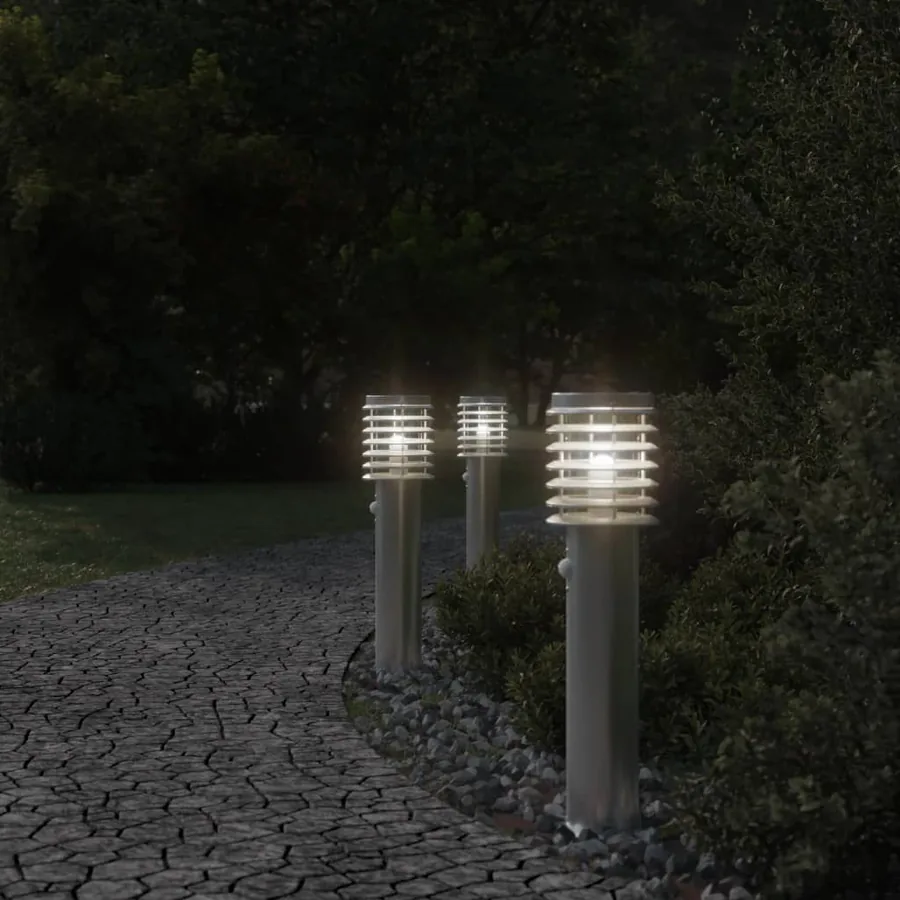 Lampadaire d'extérieur avec capteur argenté acier inoxydable - 3