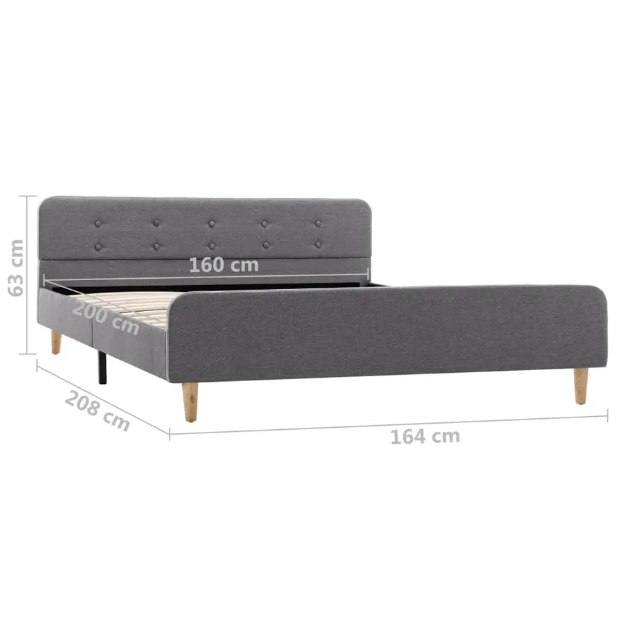 Cadre de lit sans matelas gris clair tissu 160x200 cm - 8